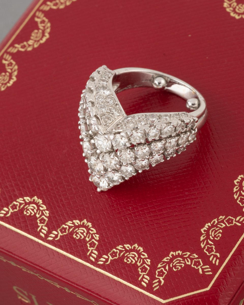 Cartier Paris 1988 Bague en Or et 4 Carats de Diamants -photo-4