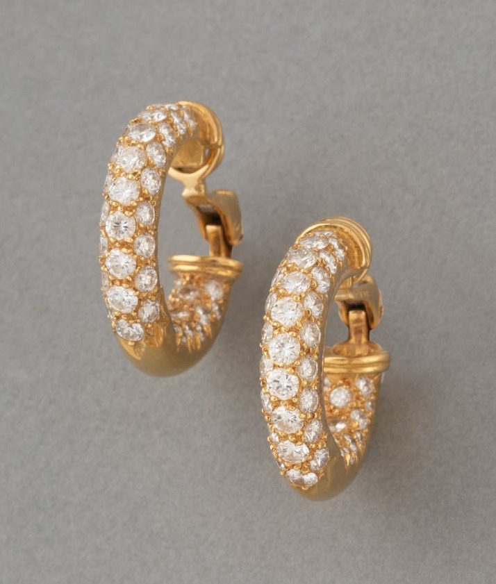 Boucles D'oreilles Vintage en Or et 4 Carats de Diamants