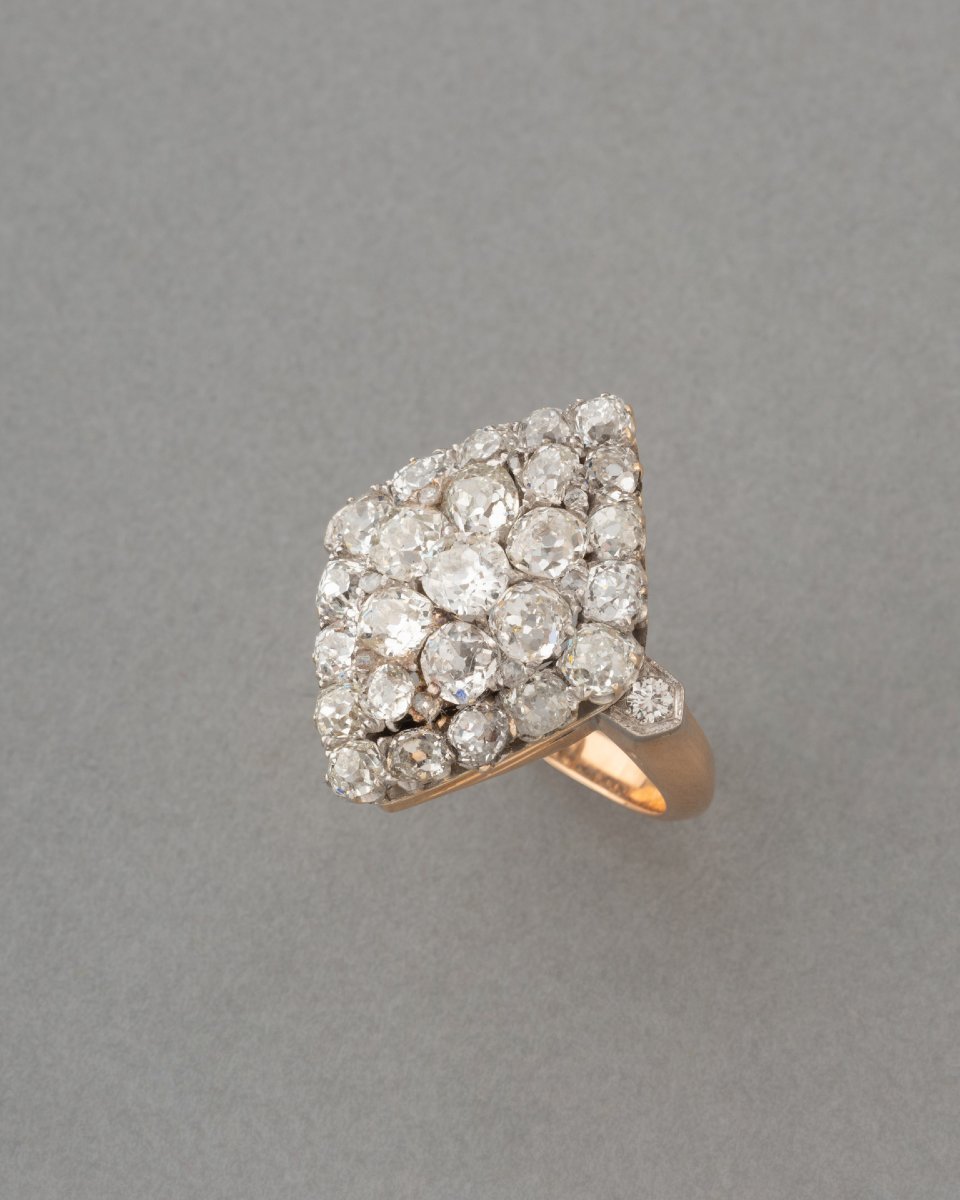 Bague Française 19ième en Or et 4.50 Carats de Diamants-photo-2