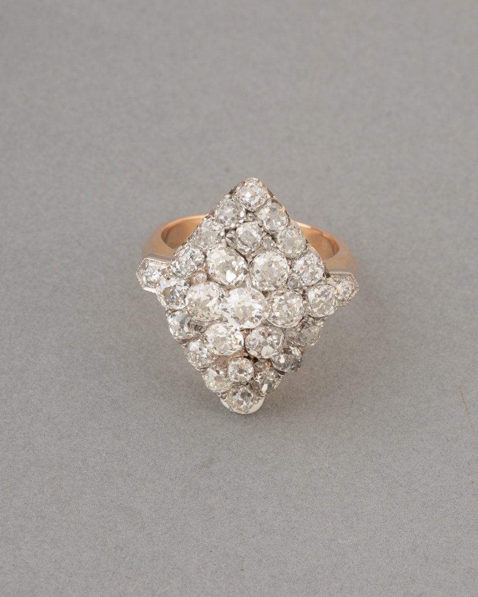 Bague Française 19ième en Or et 4.50 Carats de Diamants-photo-3
