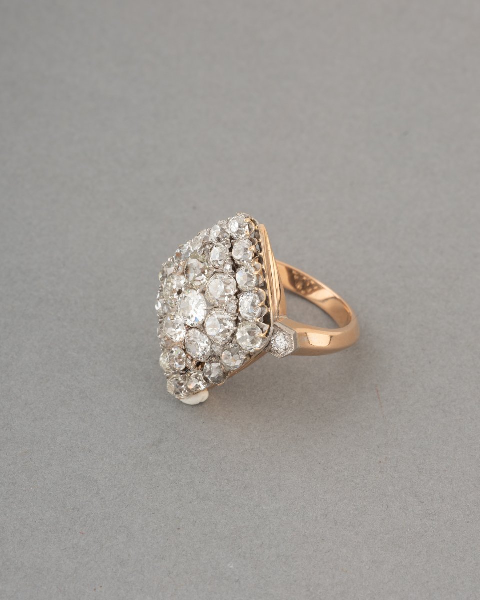 Bague Française 19ième en Or et 4.50 Carats de Diamants-photo-4