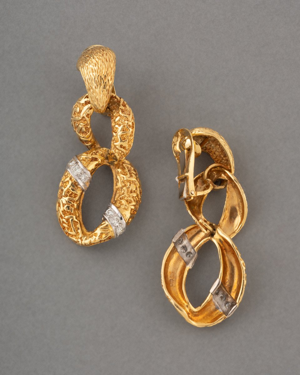 1970s Gold And Diamond Earrings-photo-2