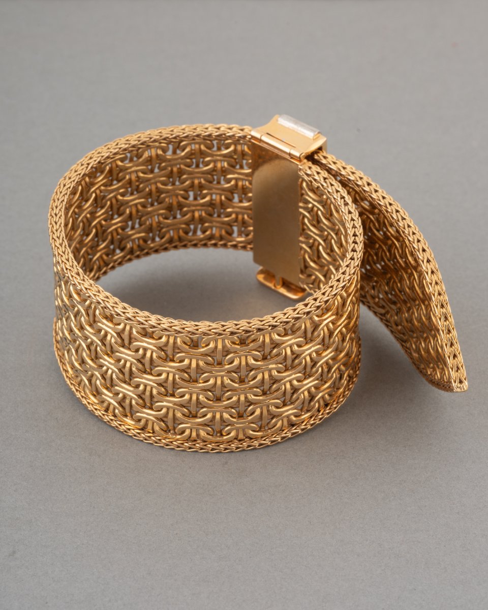 Bracelet Ceinture Français Années 50 en Or et 3 Carats de Diamants-photo-1