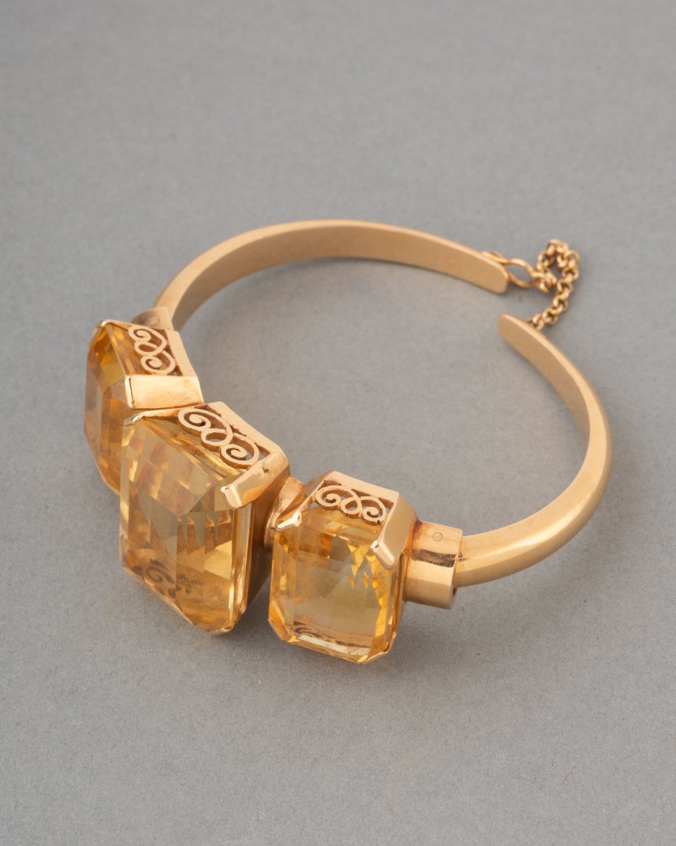 1950s French Gold And Citrine Bracelet-photo-2