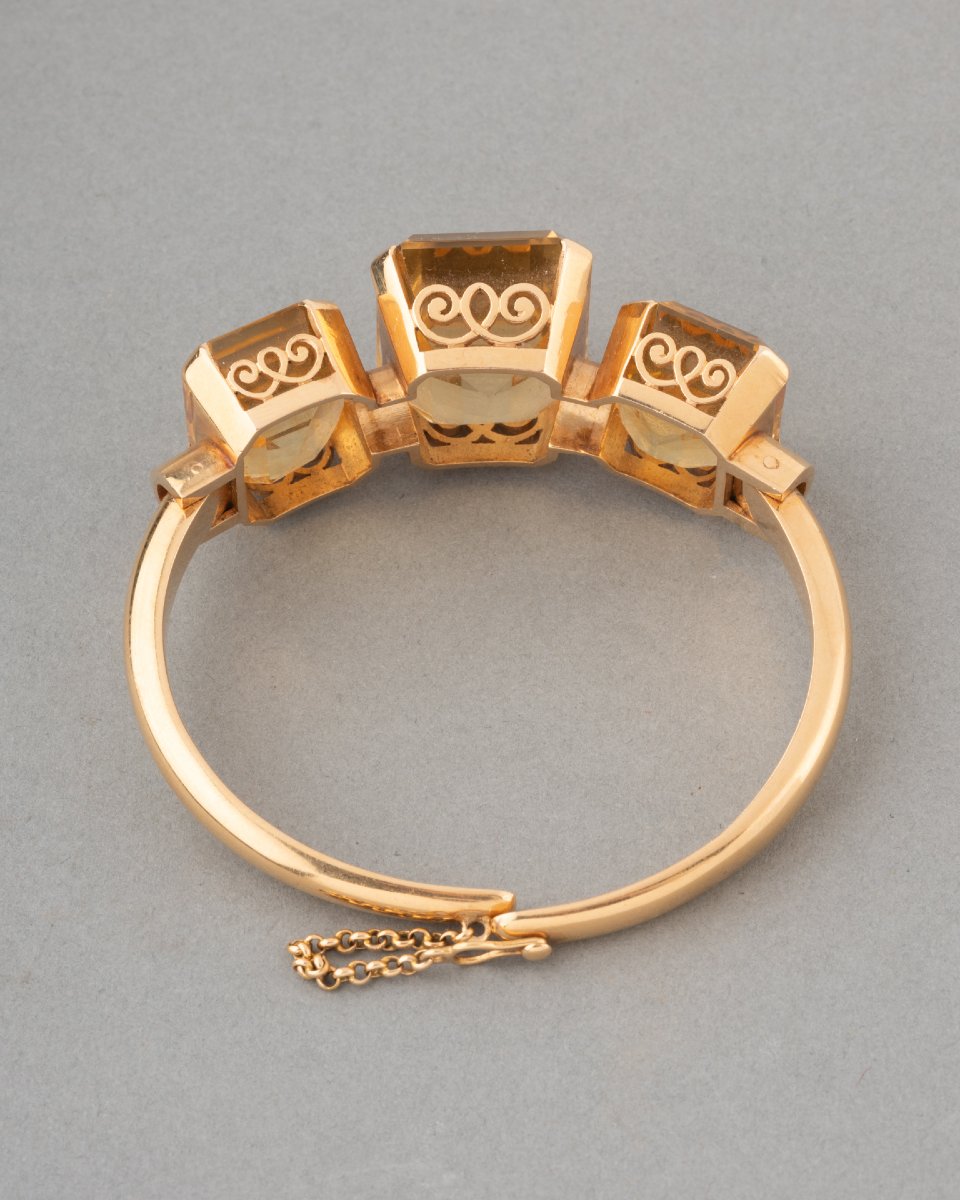 1950s French Gold And Citrine Bracelet-photo-3
