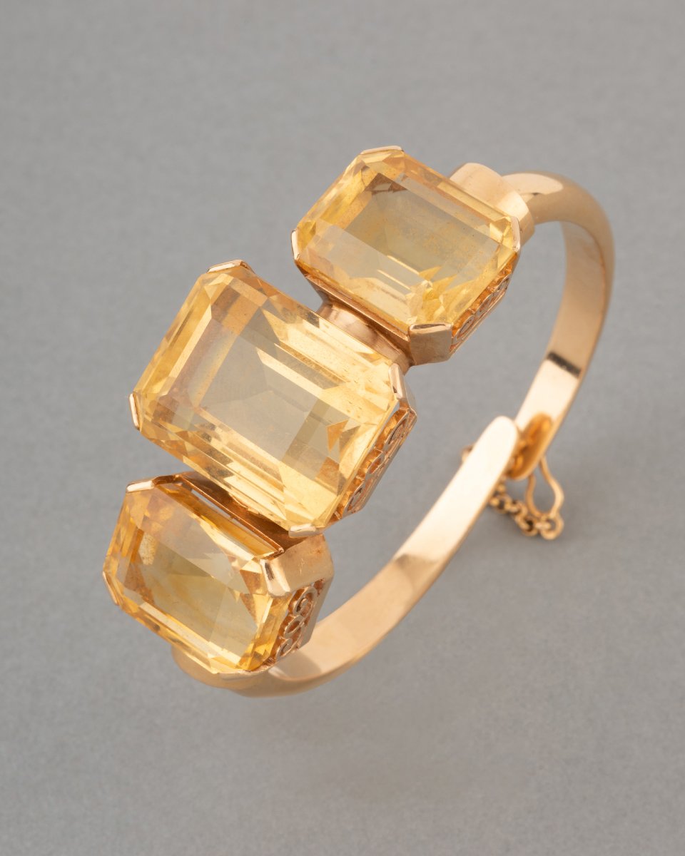 1950s French Gold And Citrine Bracelet-photo-4
