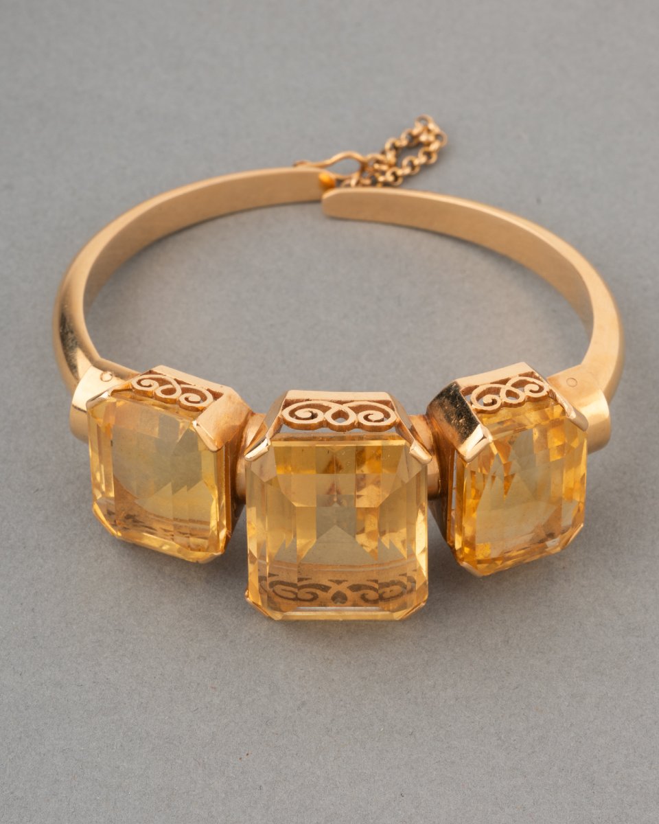 1950s French Gold And Citrine Bracelet