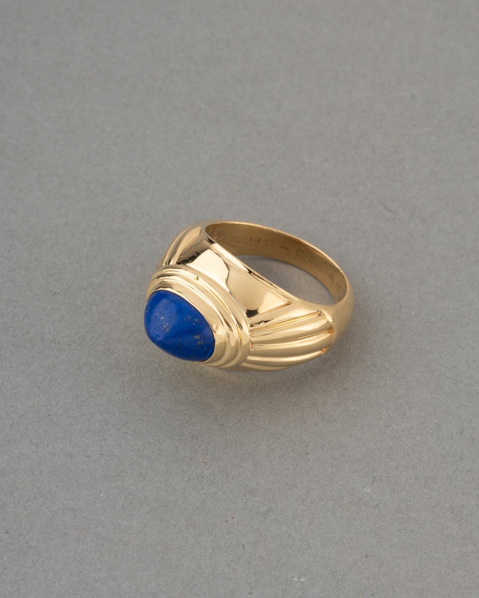 Boucheron Bague Vintage en Or et Lapis Lazuli-photo-2