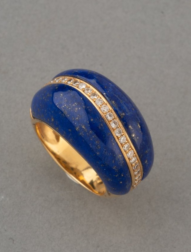 Bague Vintage en Or Diamants et Lapis Lazuli