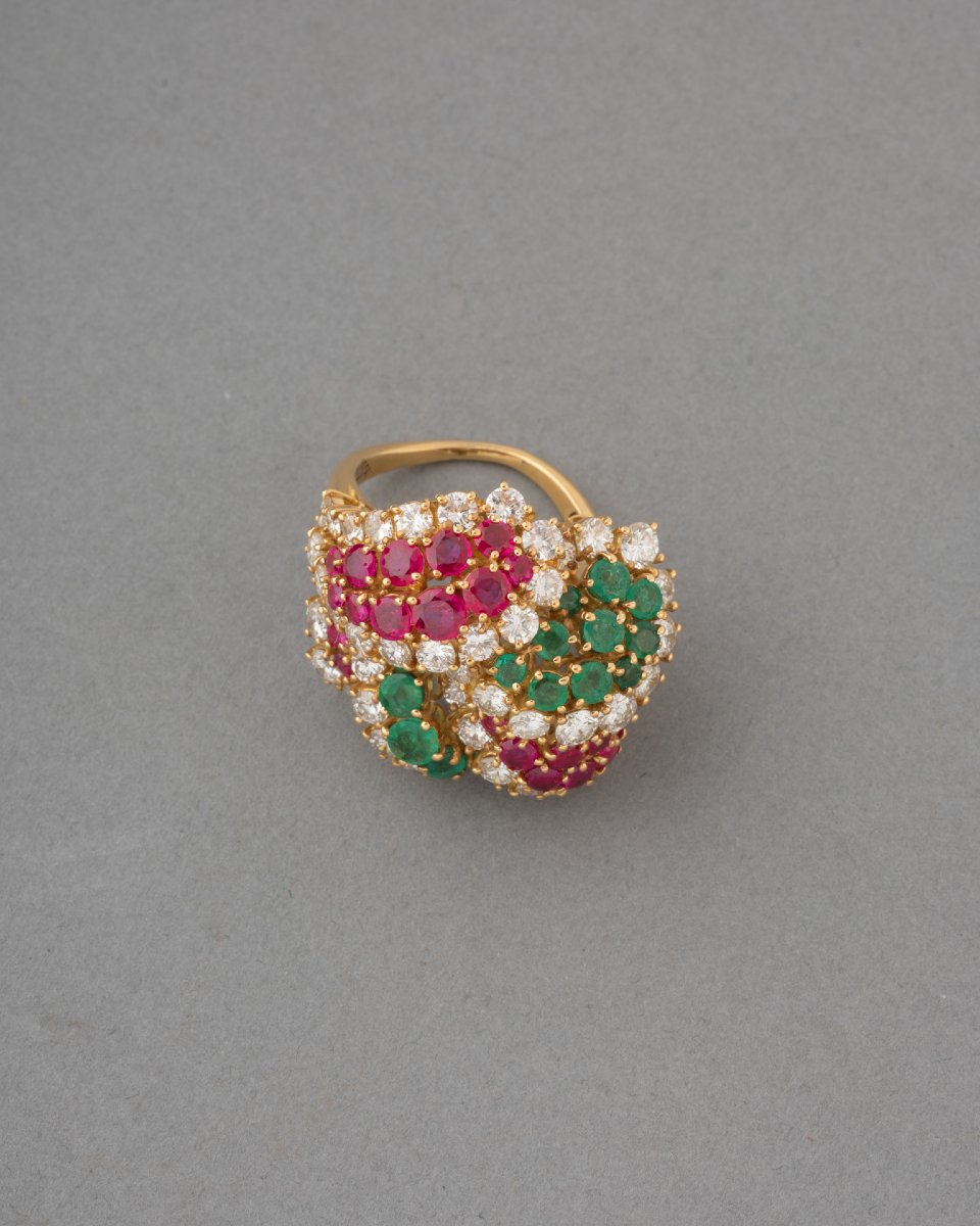 Vintage French Ring In Gold And Precious Stones-photo-1