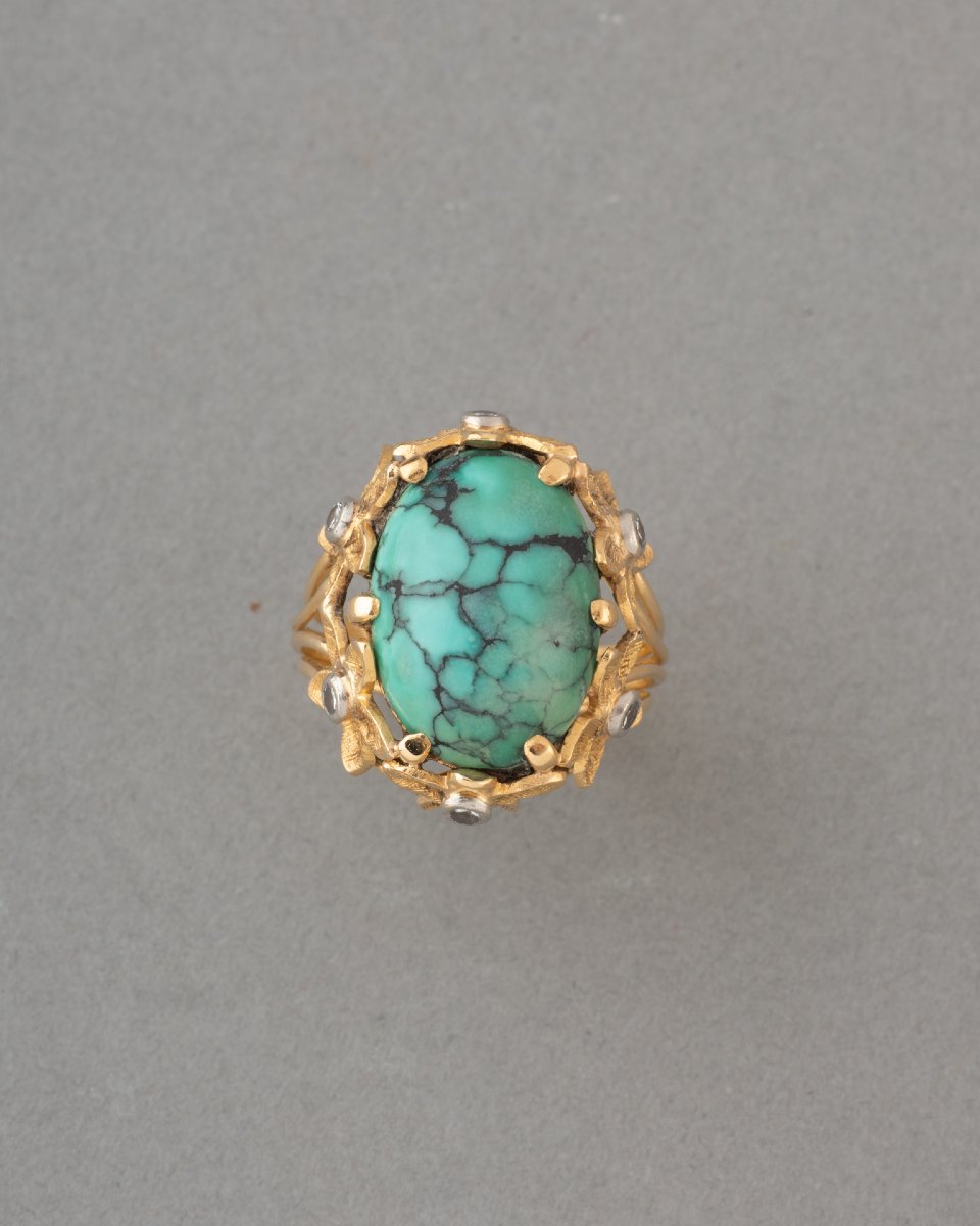 Bague Vintage en Or Diamants et Turquoise