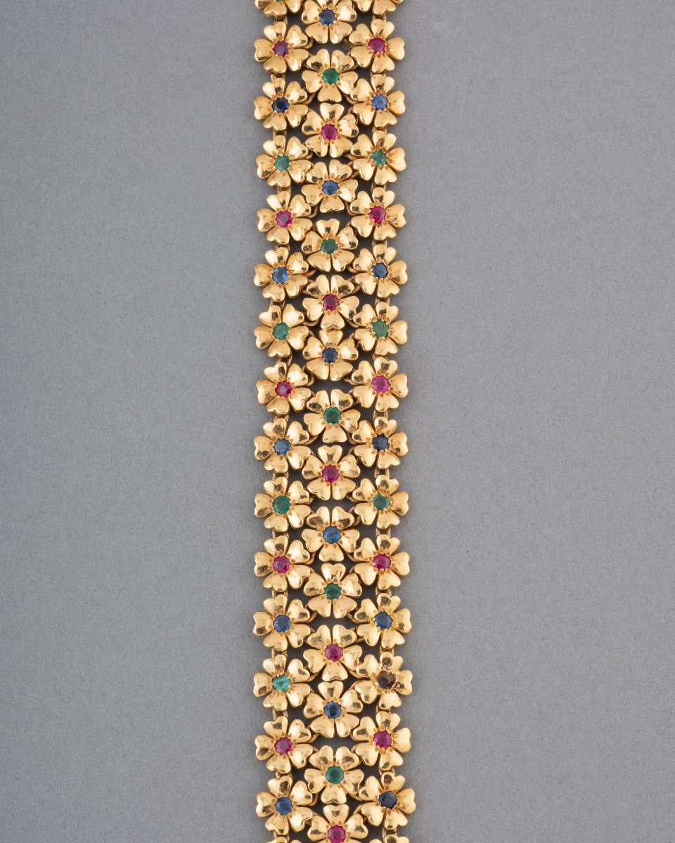 Vintage French Gold And Gemstone Bracelet-photo-2