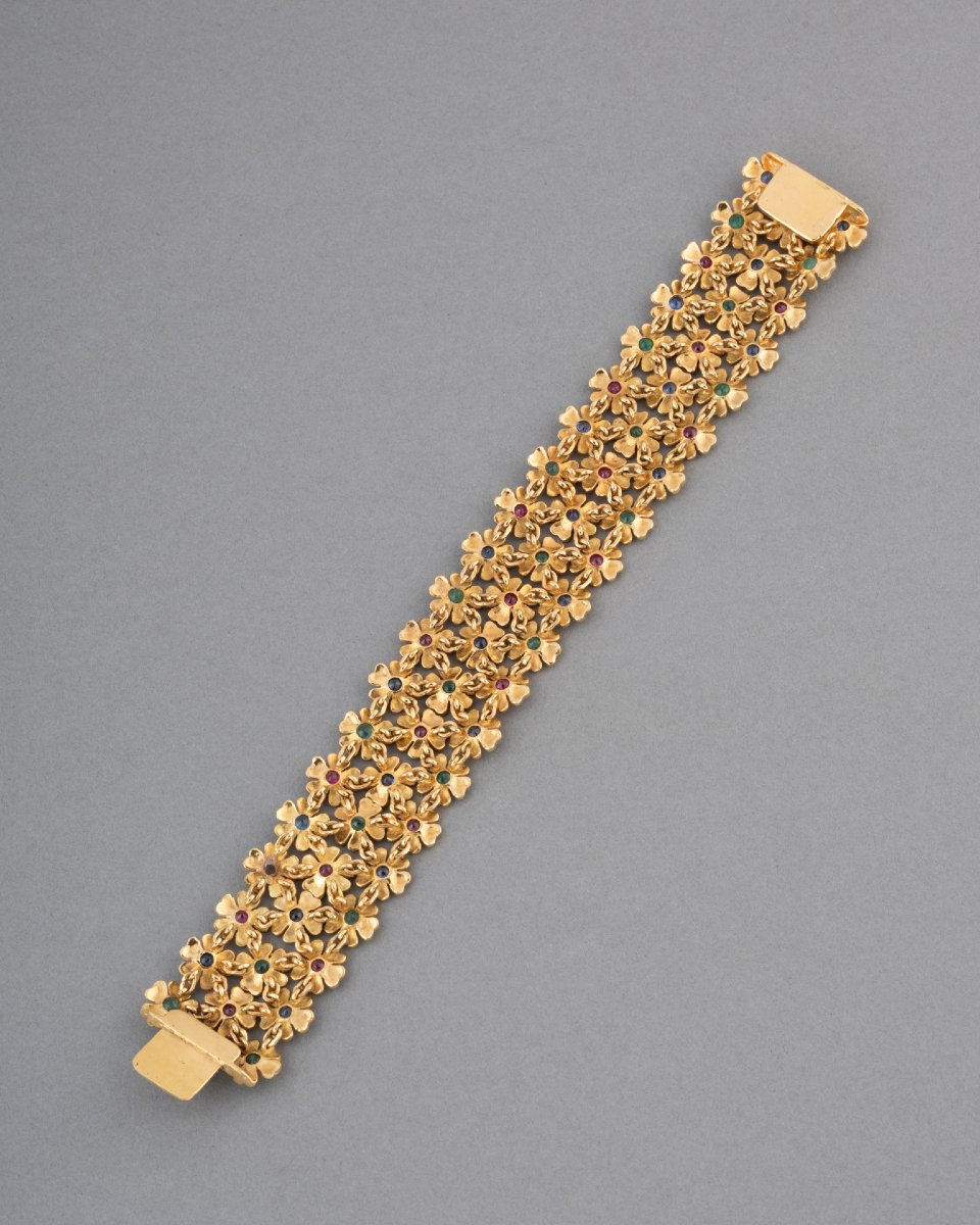 Vintage French Gold And Gemstone Bracelet-photo-3