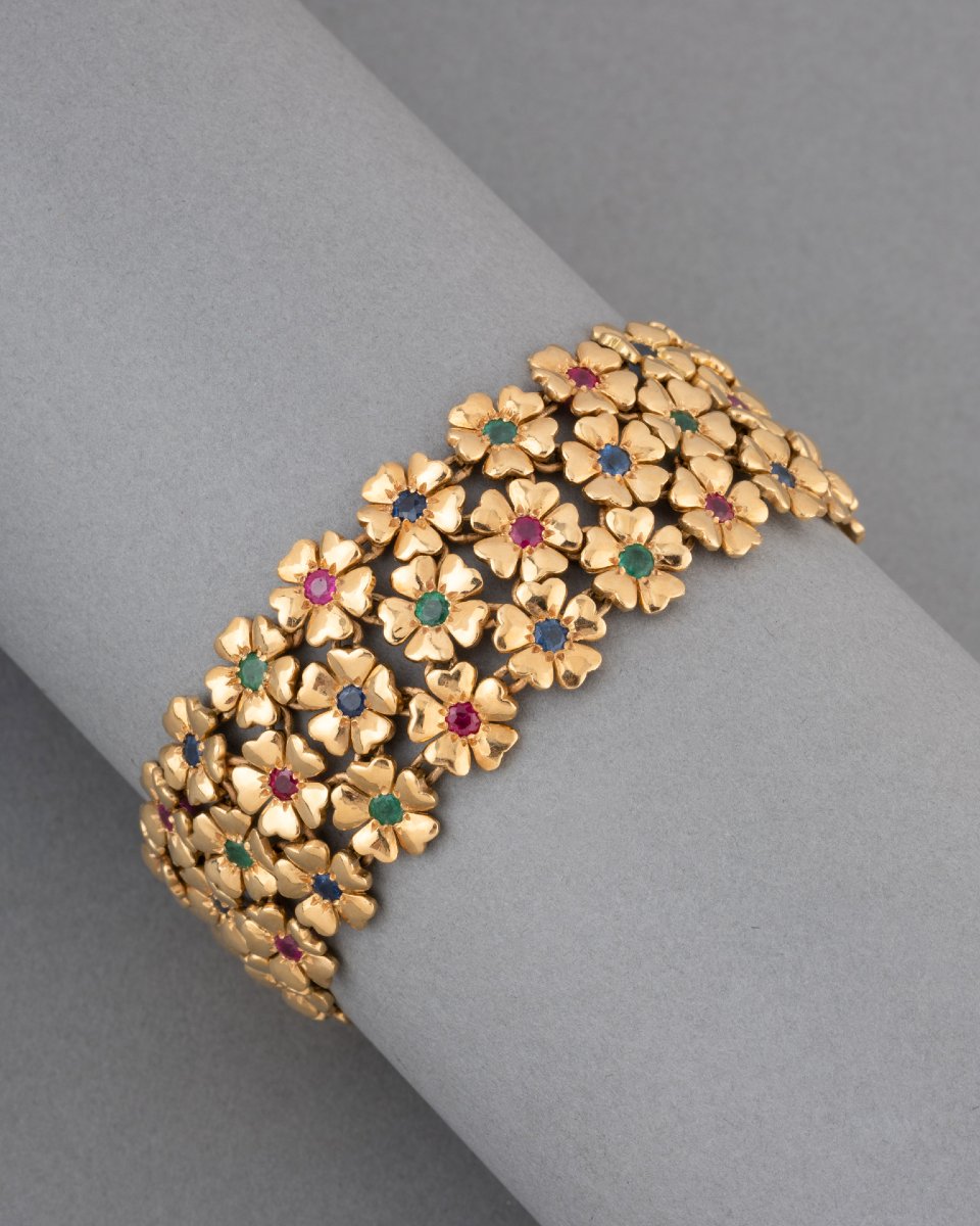 Vintage French Gold And Gemstone Bracelet-photo-4