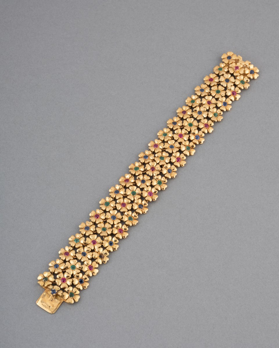 Vintage French Gold And Gemstone Bracelet
