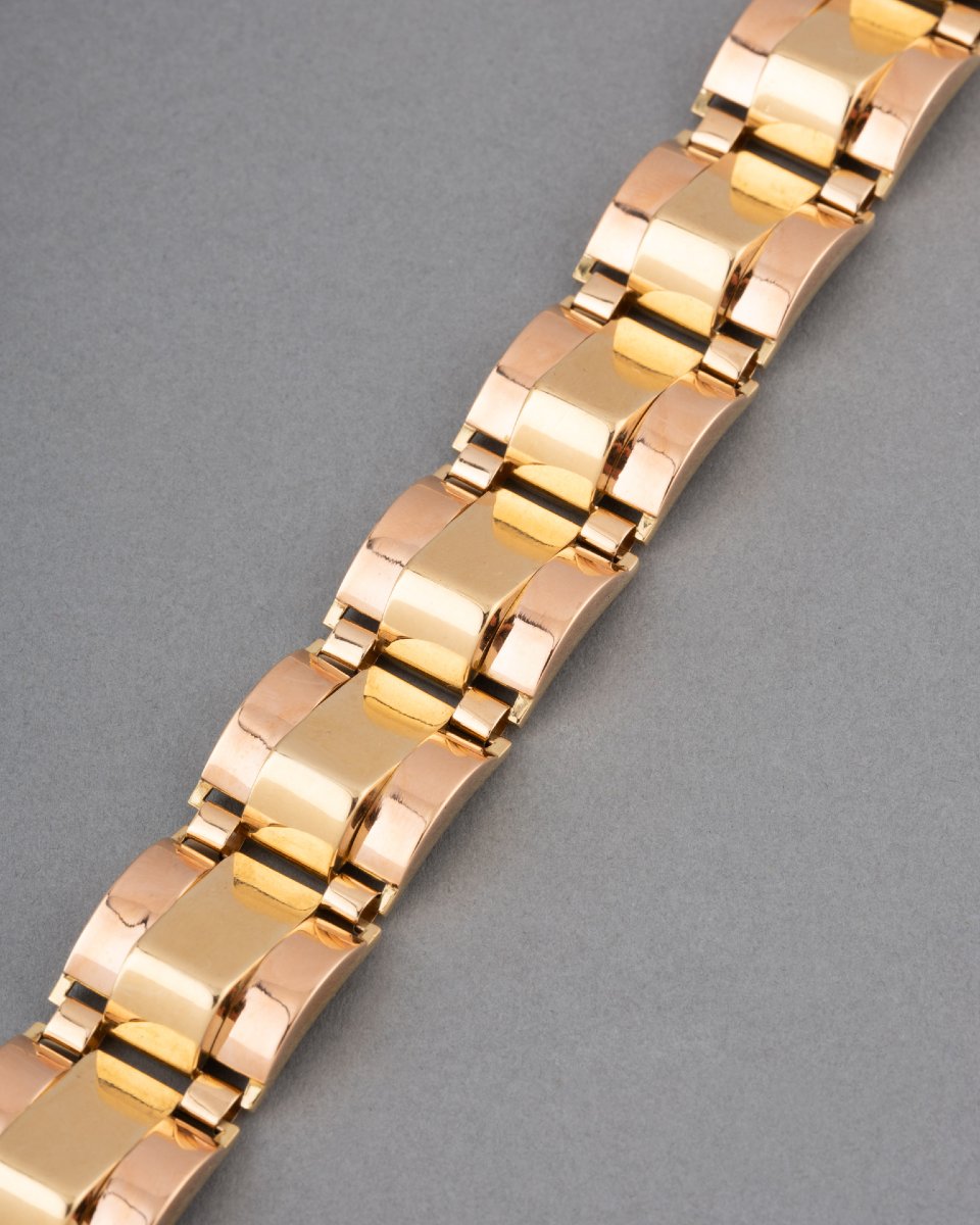 Bracelet Français Tank Années 40 en Or -photo-2