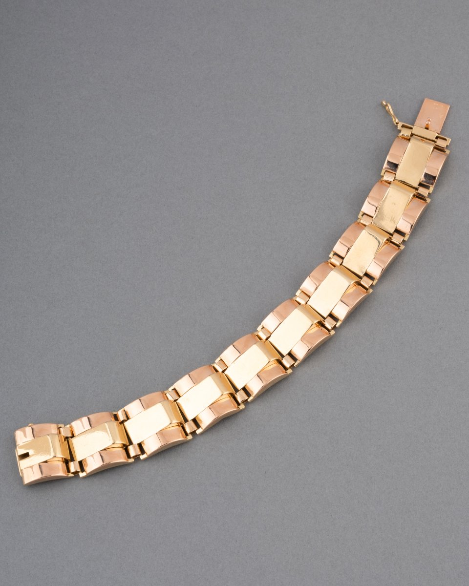 Bracelet Français Tank Années 40 en Or -photo-3