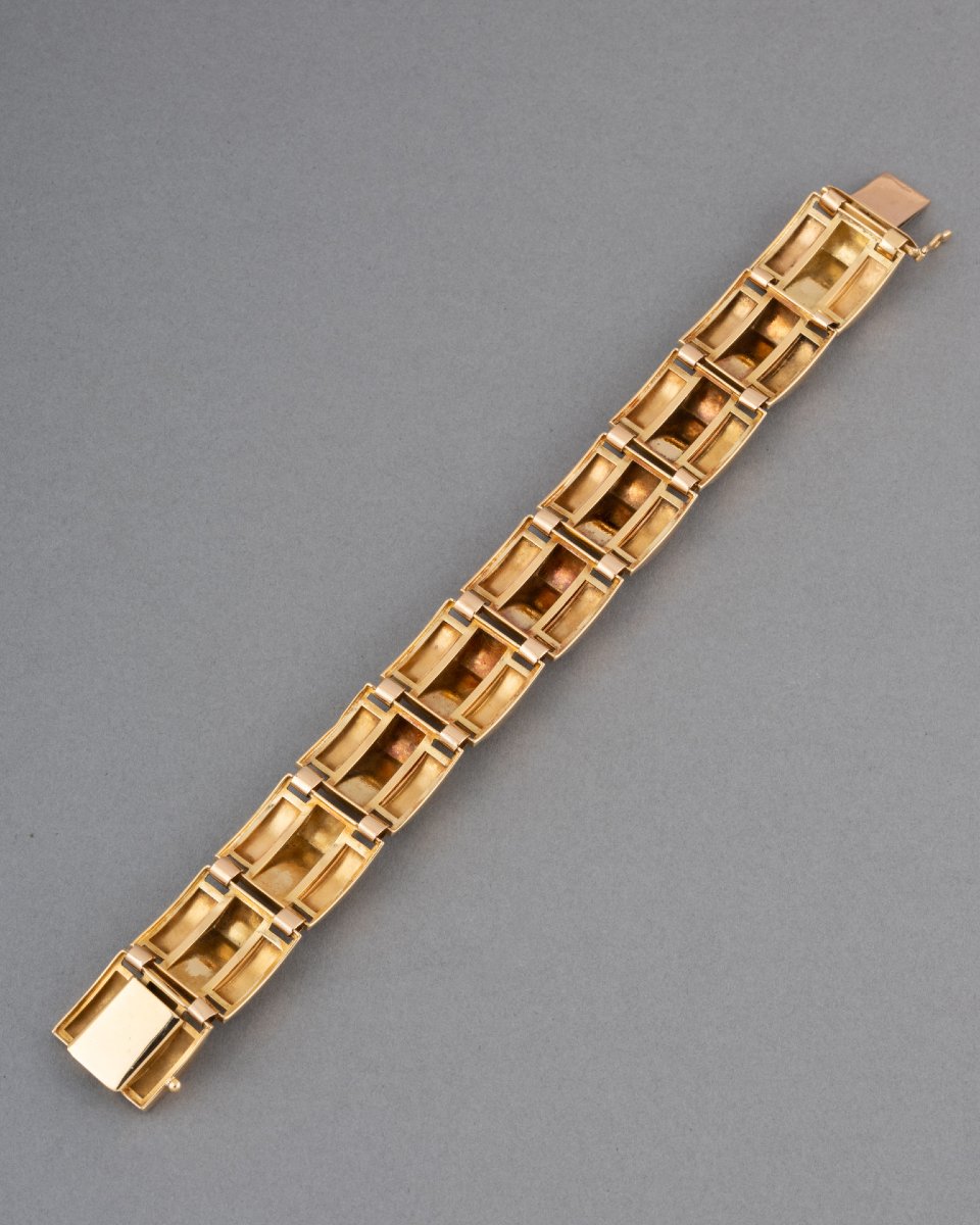 Bracelet Français Tank Années 40 en Or -photo-4