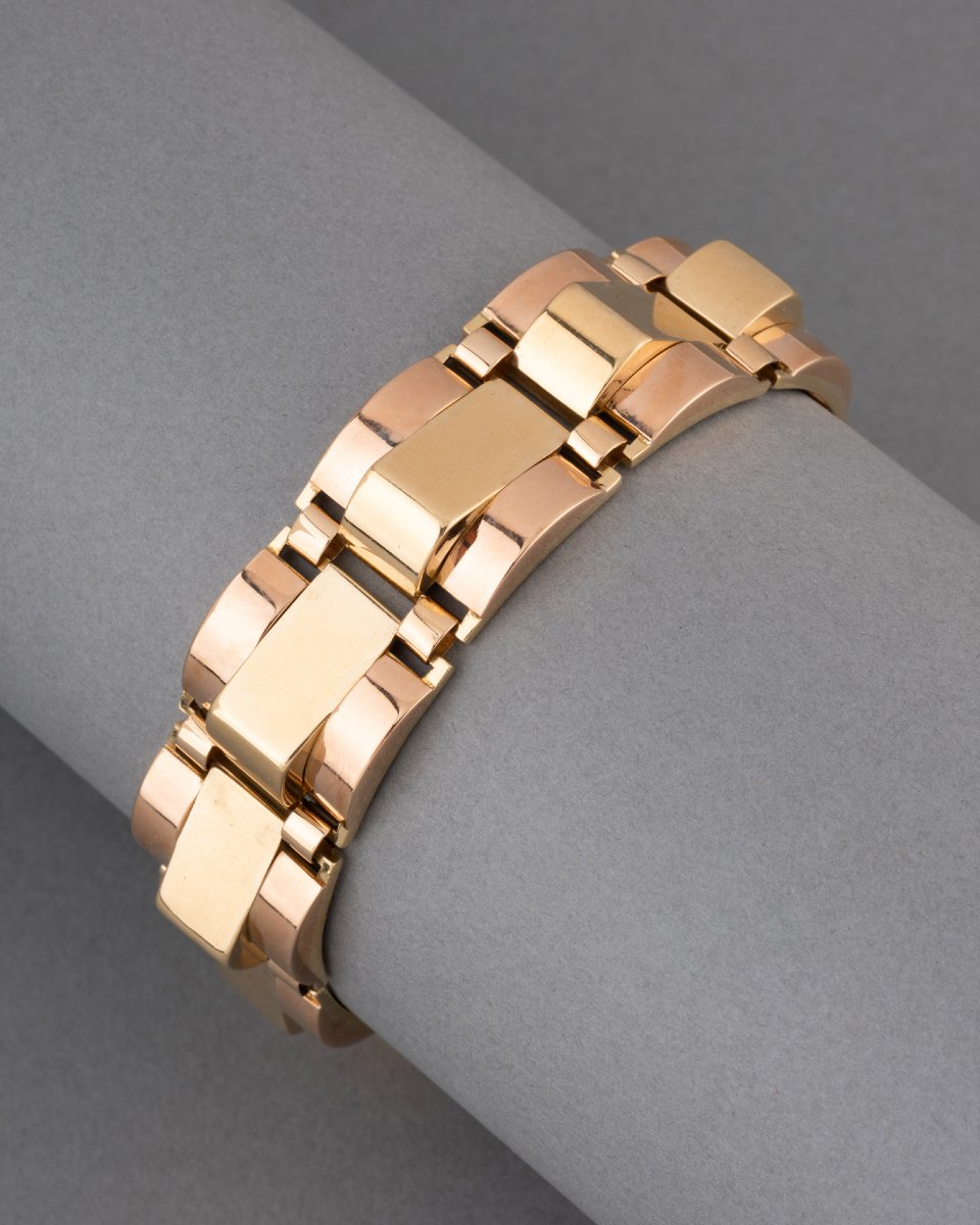 Bracelet Français Tank Années 40 en Or -photo-1