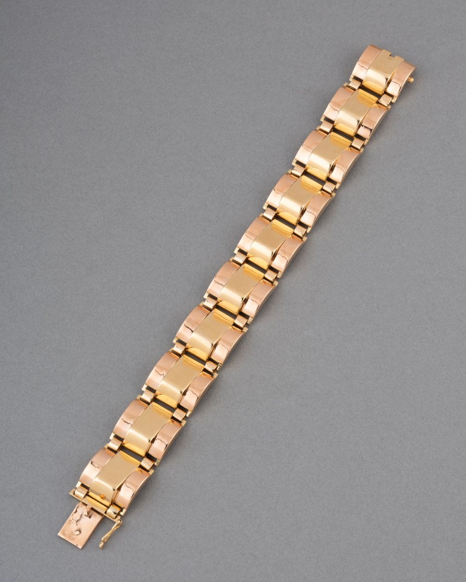 Bracelet Français Tank Années 40 en Or 