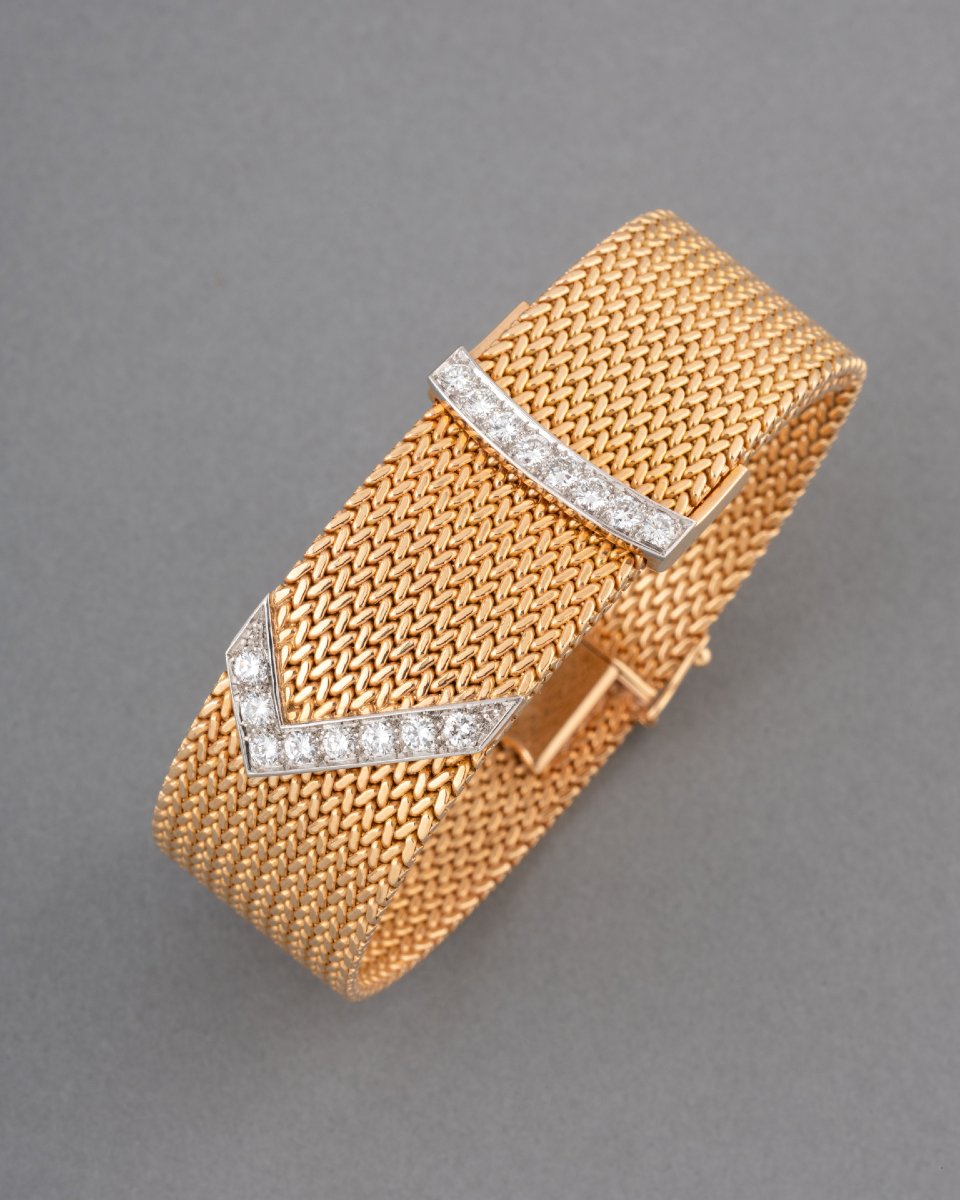 Bracelet Français Ceinture Vintage en Or et Diamants