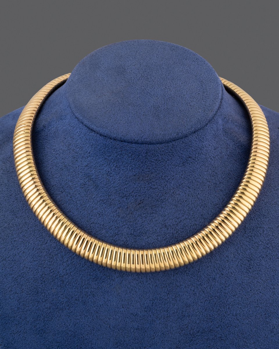 Collier Français Vintage Tubogaz Années 50 en Or -photo-2