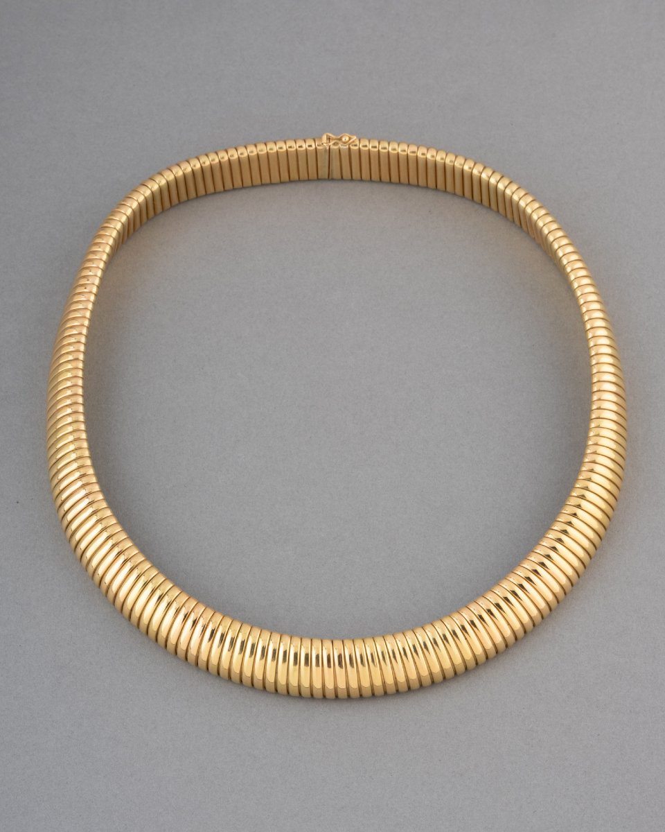 Collier Français Vintage Tubogaz Années 50 en Or -photo-3