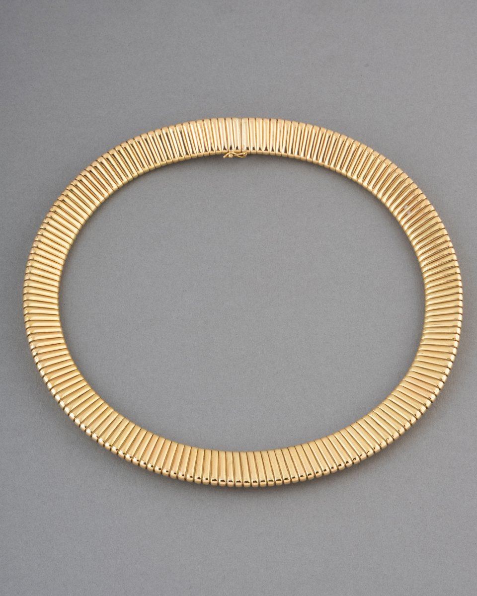 Collier Français Vintage Tubogaz Années 50 en Or -photo-4