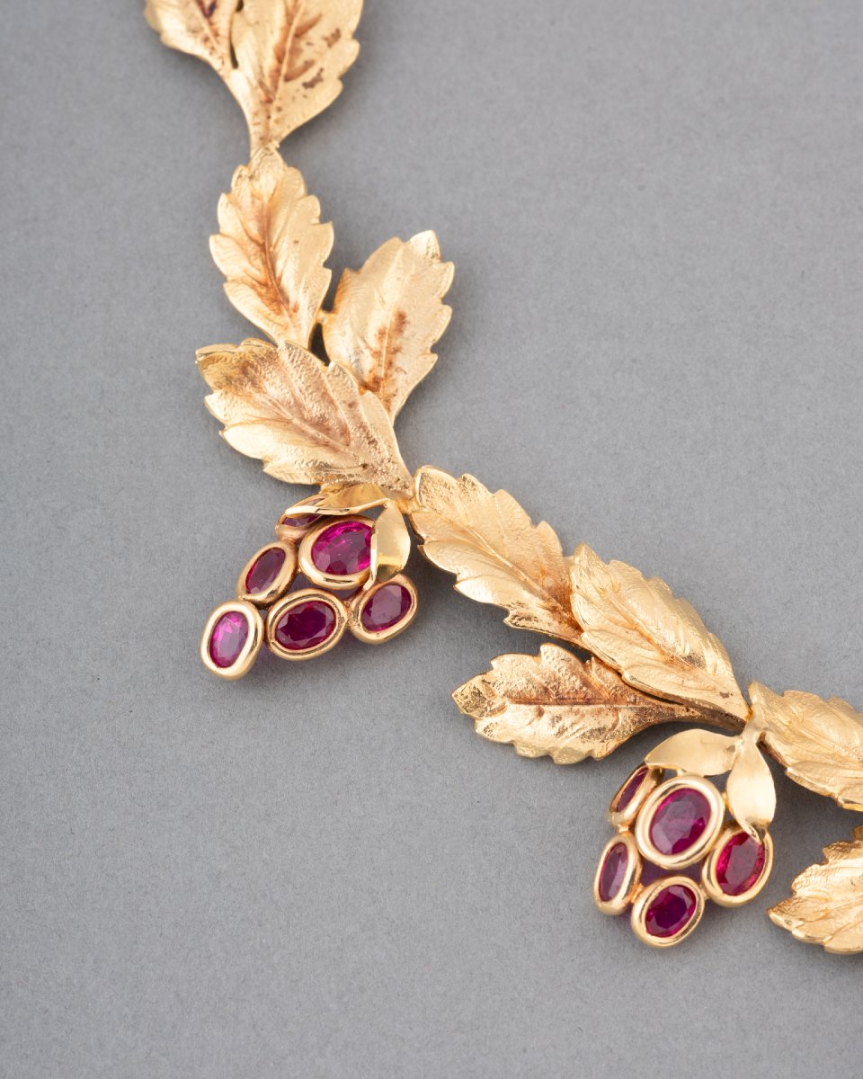 Vintage French Gold And Ruby Necklace-photo-2