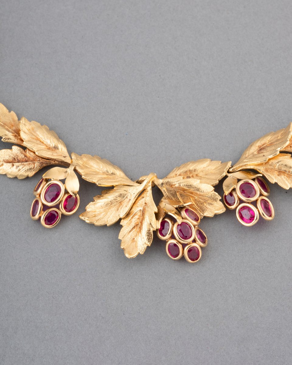 Vintage French Gold And Ruby Necklace-photo-3