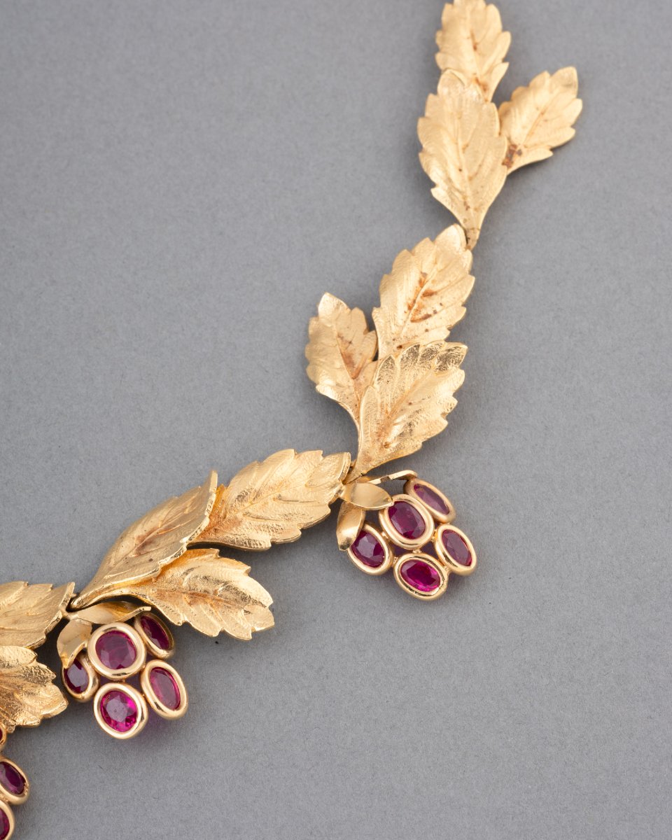 Vintage French Gold And Ruby Necklace-photo-4