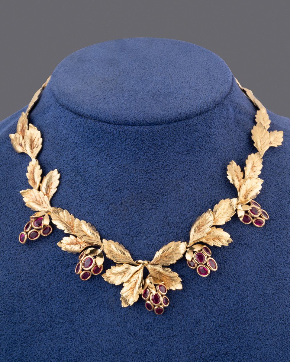 Vintage French Gold And Ruby Necklace-photo-2