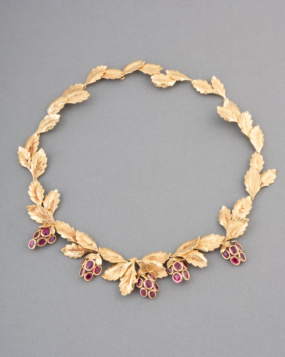 Vintage French Gold And Ruby Necklace