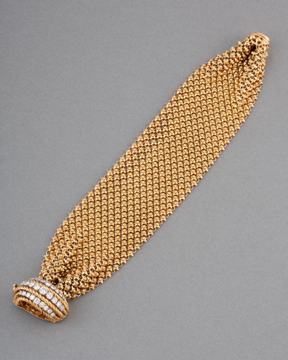 French Gold And Diamond Bracelet, Circa 1970-photo-2