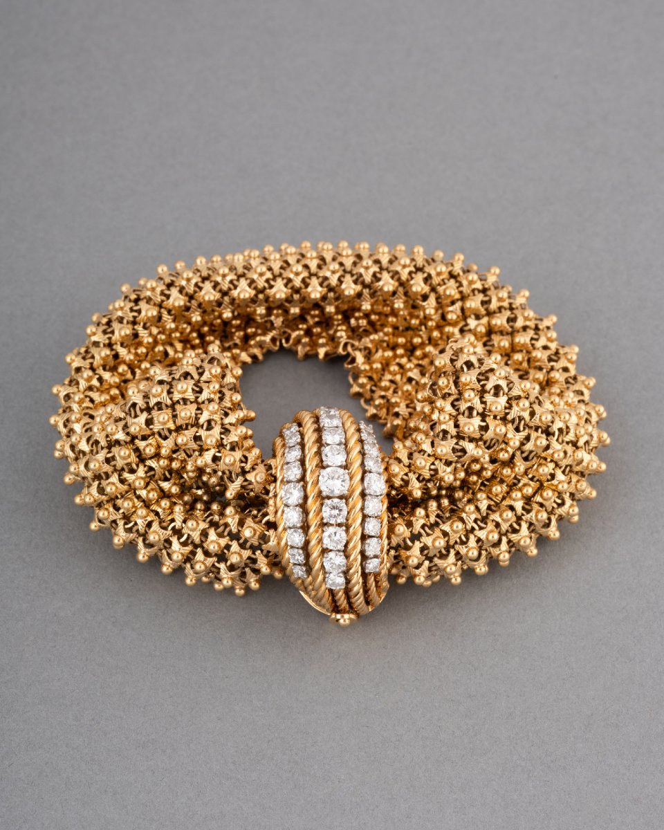 French Gold And Diamond Bracelet, Circa 1970-photo-3