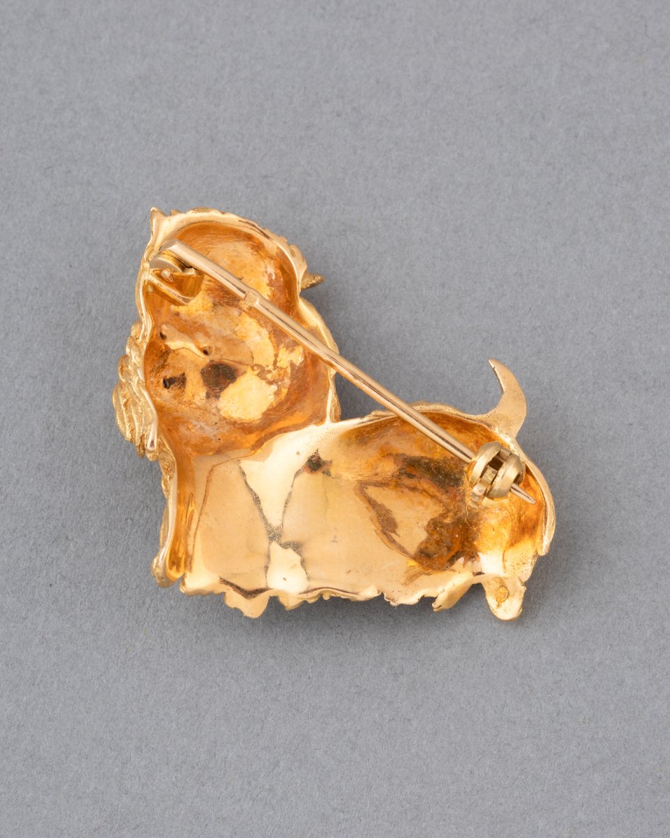 Broche Française Chien Vintage en Or -photo-2