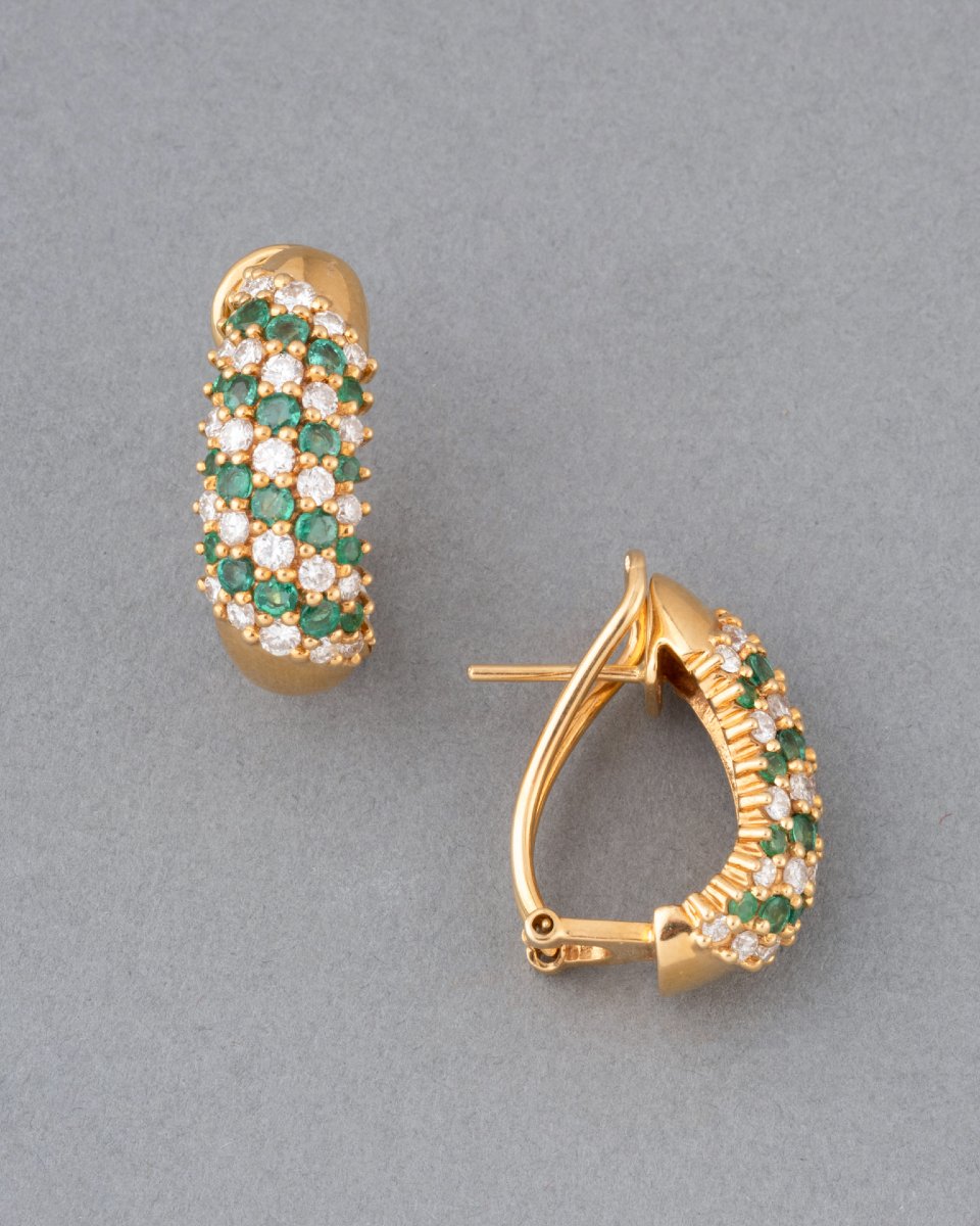 Vintage Gold Earrings With Diamonds And Emeralds-photo-2