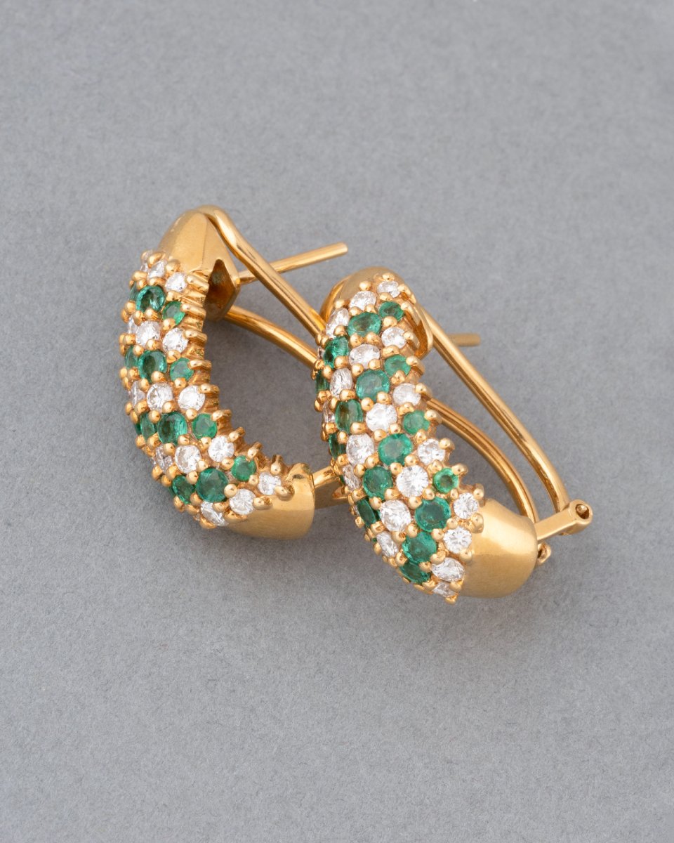 Vintage Gold Earrings With Diamonds And Emeralds-photo-3