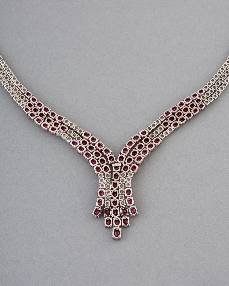 Vintage Gold Necklace With Rubies And Diamonds-photo-4