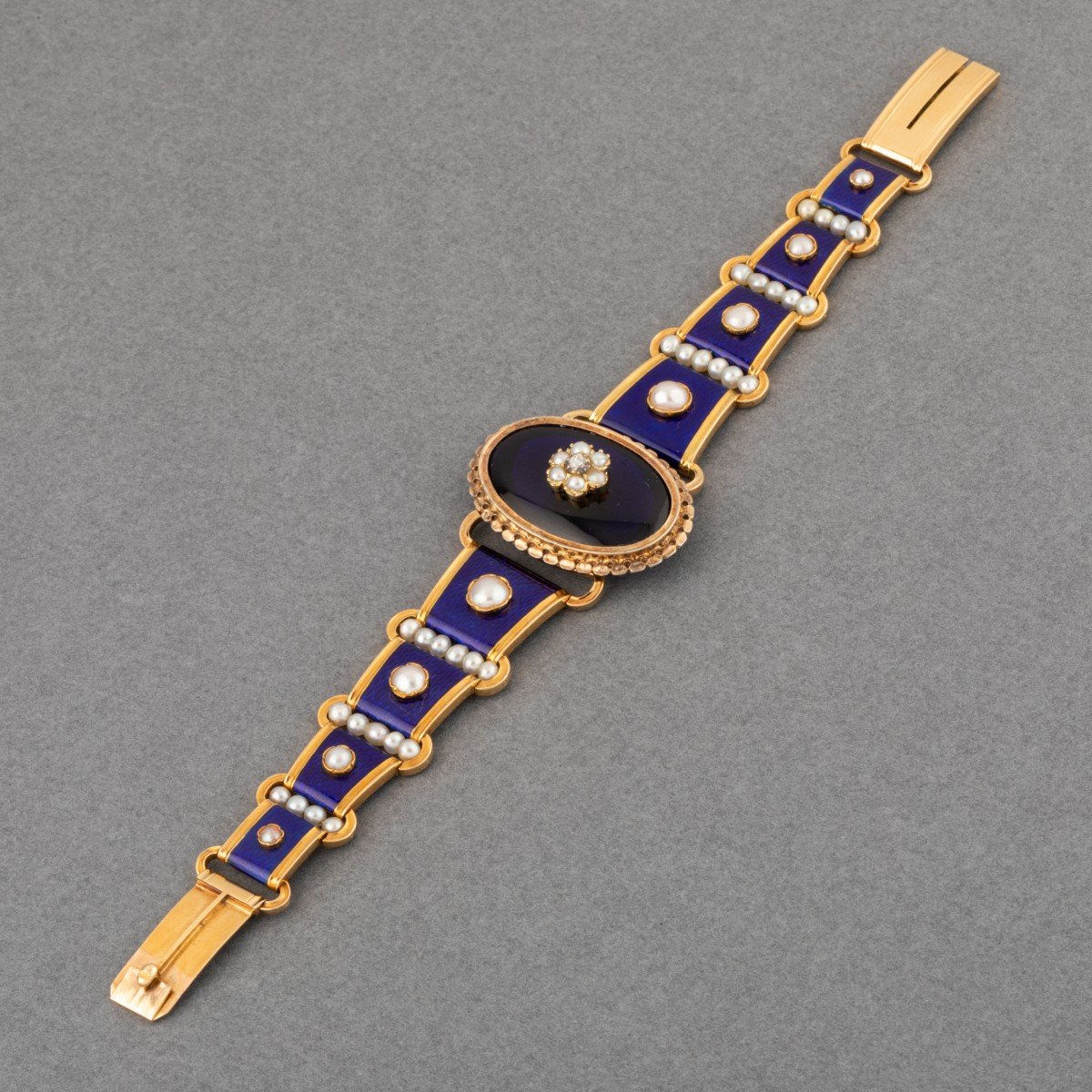 Bracelet Français Ancien Napoléon III En Or Et Email-photo-1