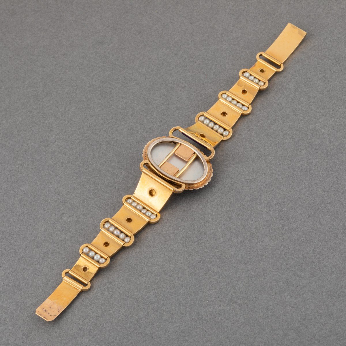 Bracelet Français Ancien Napoléon III En Or Et Email-photo-2