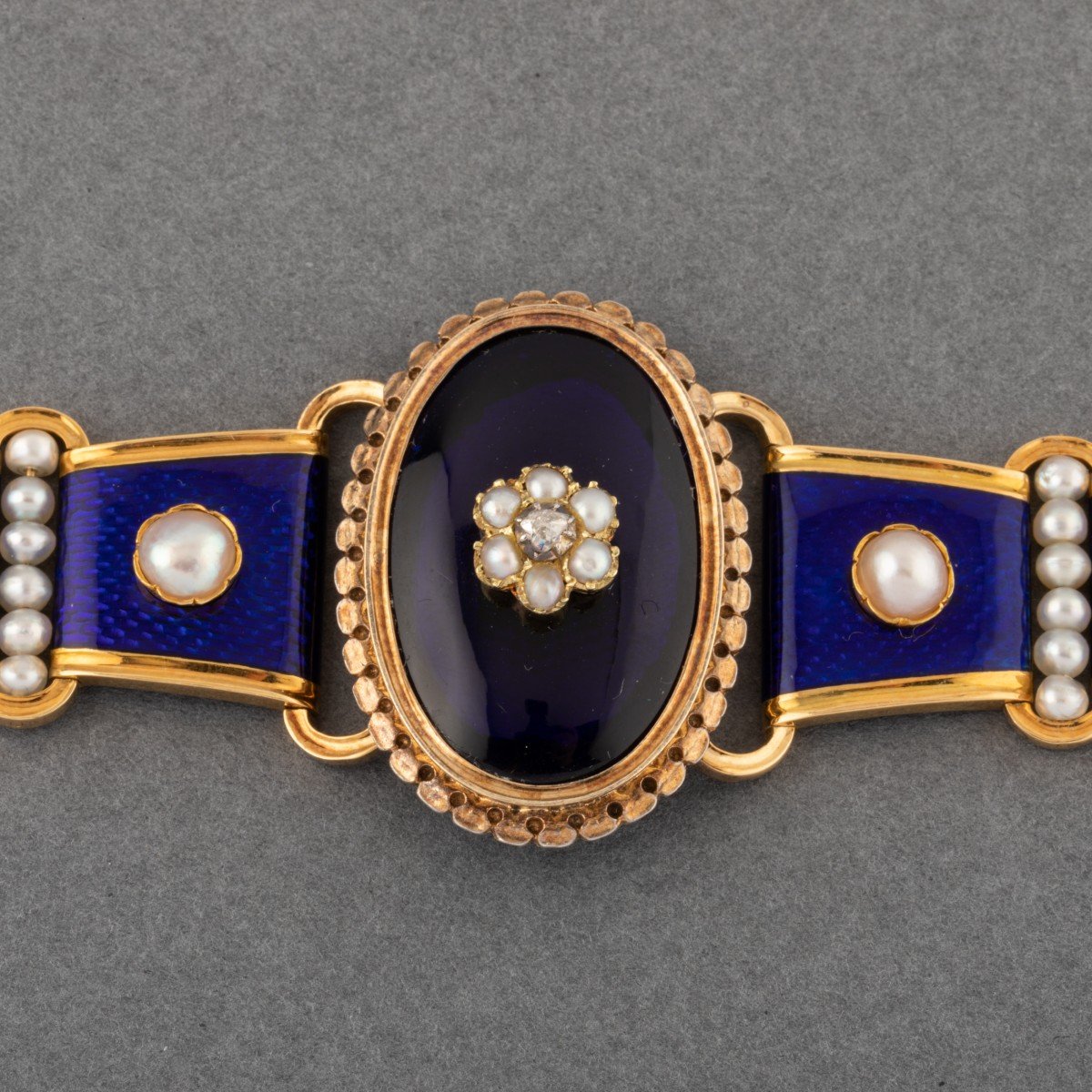 Bracelet Français Ancien Napoléon III En Or Et Email-photo-3