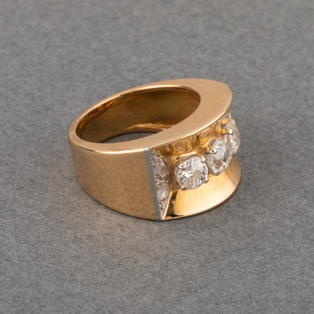 Bague Vintage Française En Or Et Diamants-photo-7