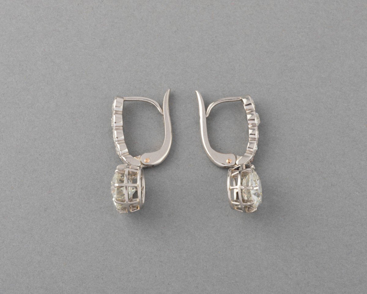 3.39 Carat Antique French Diamond Earrings-photo-4