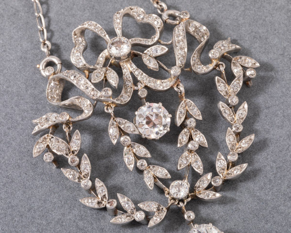 Collier Belle Epoque En Or Platine Et Diamants-photo-3