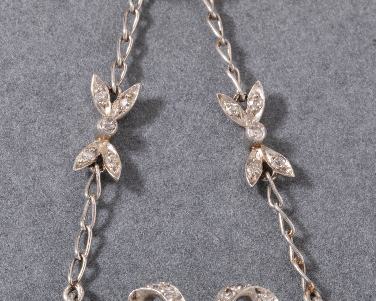 Collier Belle Epoque En Or Platine Et Diamants-photo-6