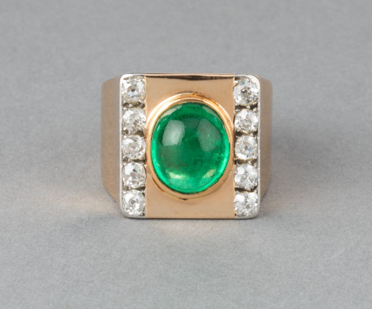 Colombian emerald ring, 4 carats, moderate oiling LGP 20… | Drouot.com
