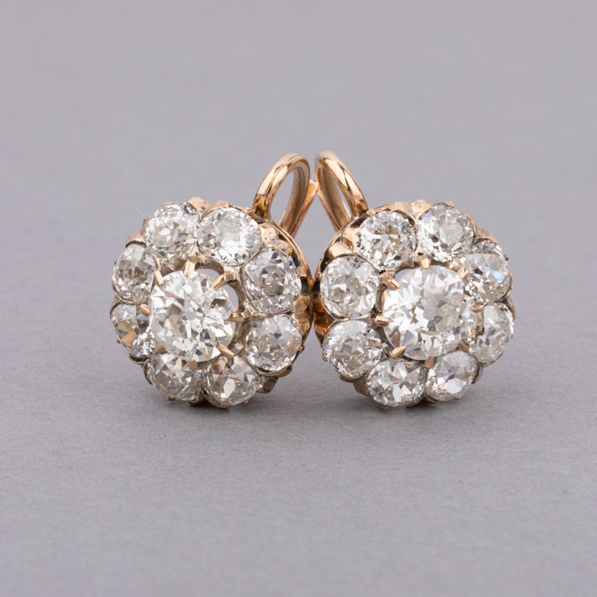 Boucles d'Oreilles Anciennes Serties De 5.60 Carats De Diamants-photo-3