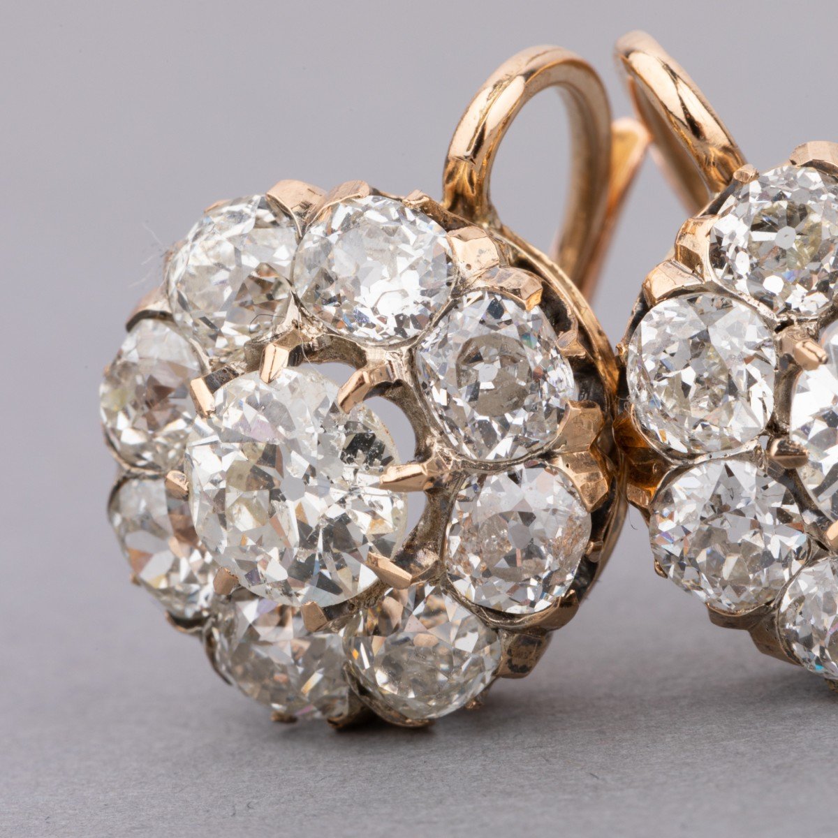 Boucles d'Oreilles Anciennes Serties De 5.60 Carats De Diamants-photo-4