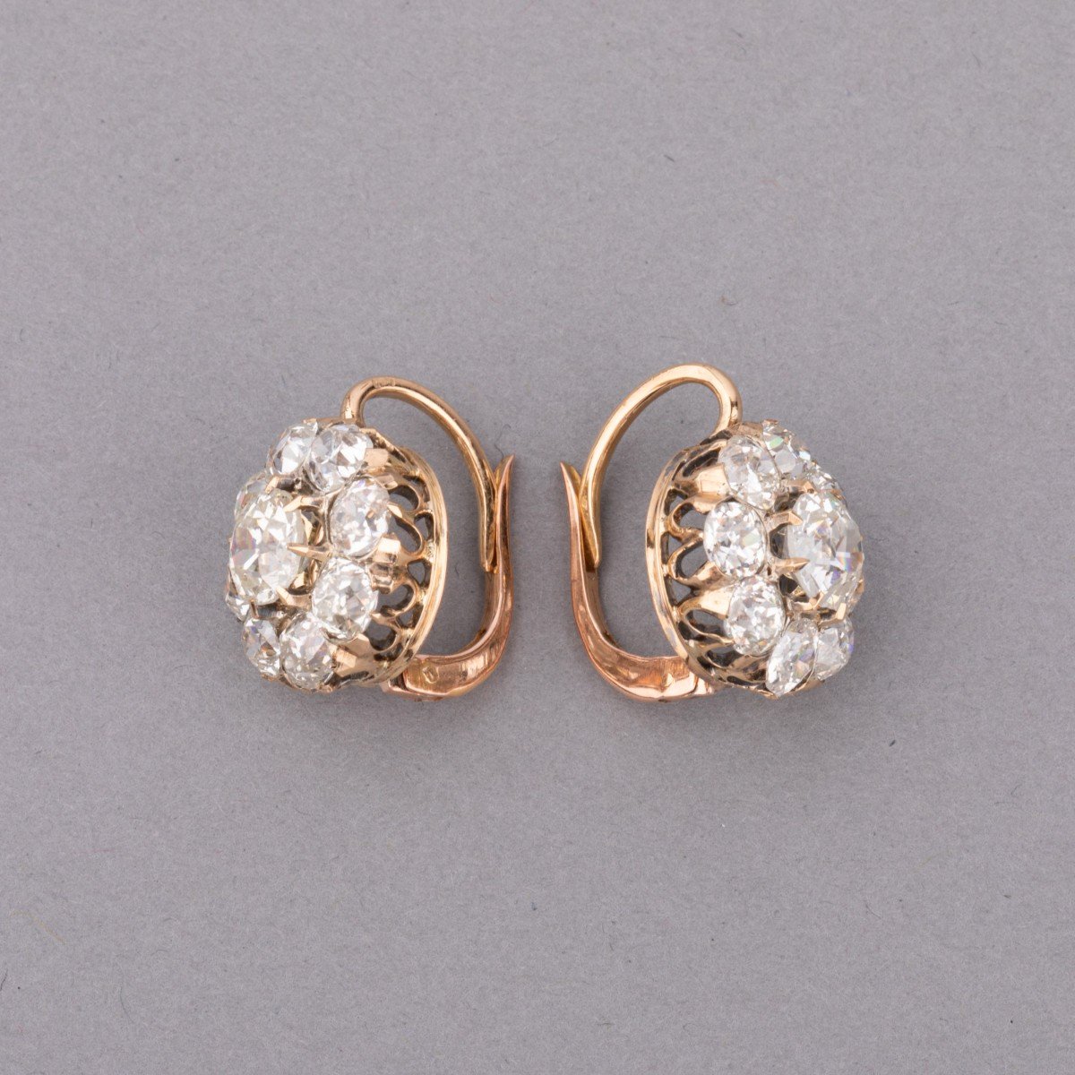 Antique Earrings Set With 5.60 Carats Of Diamonds-photo-5